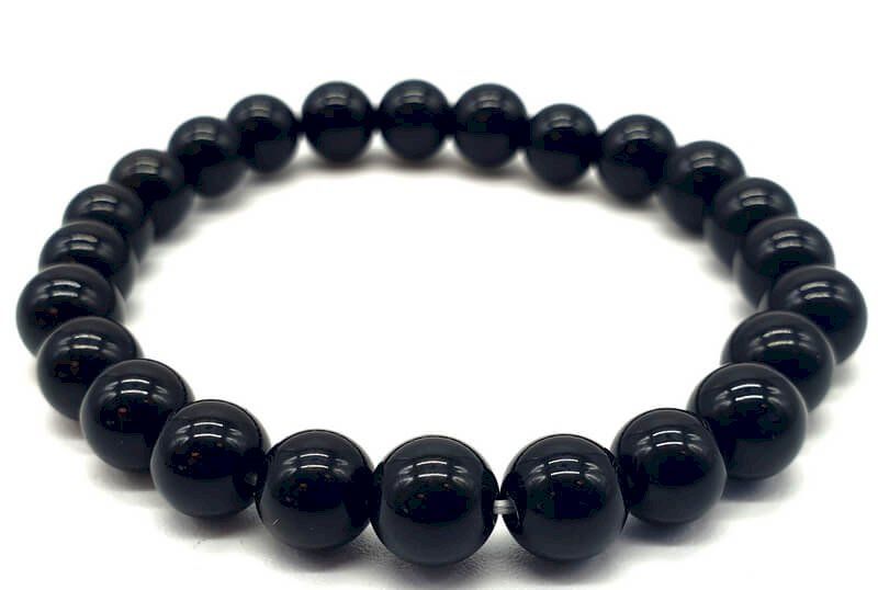 Bracelet Obsidienne Noire Dorée 8mm