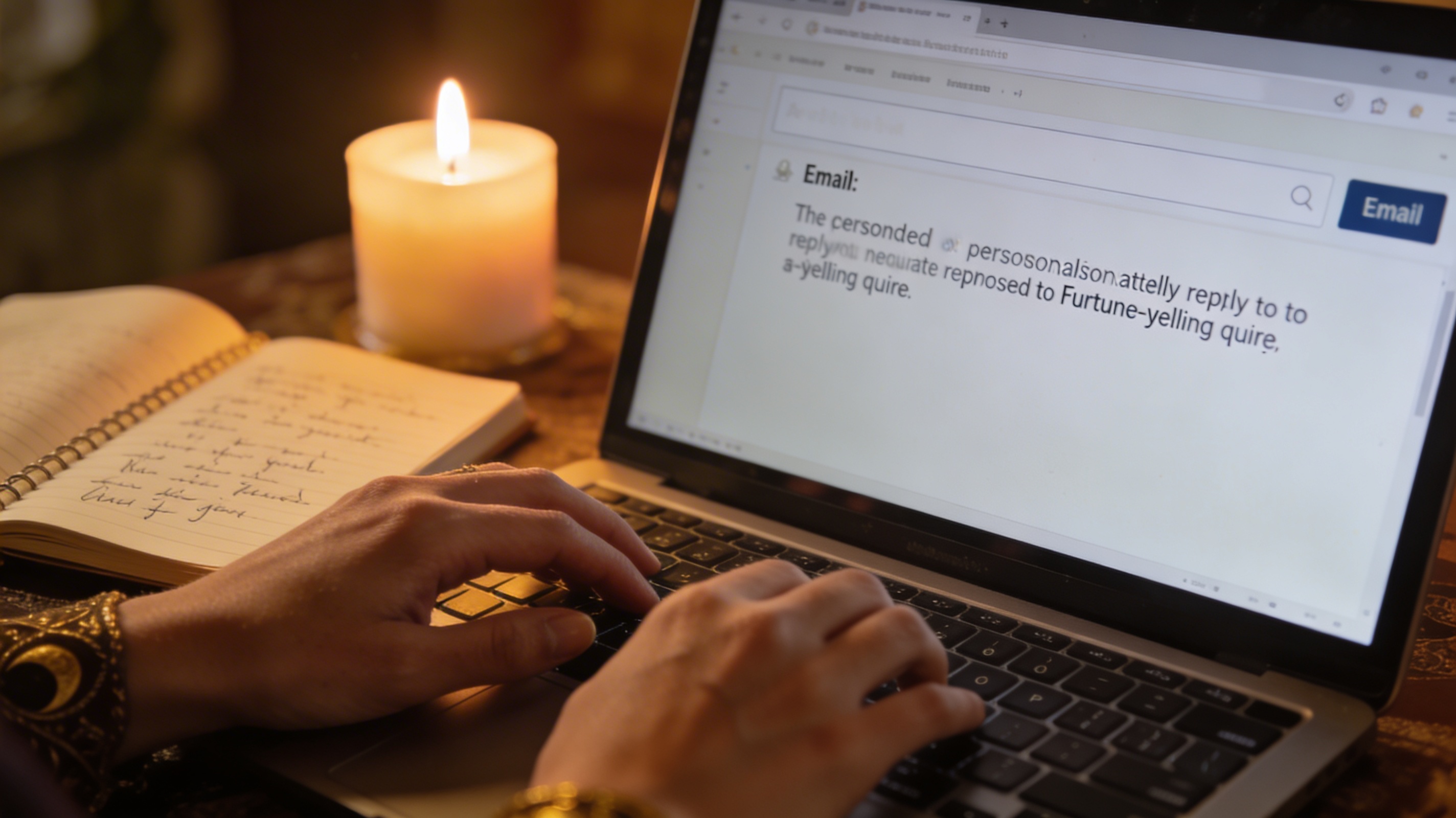 Écriture d'une demande de voyance par mail sur ordinateur