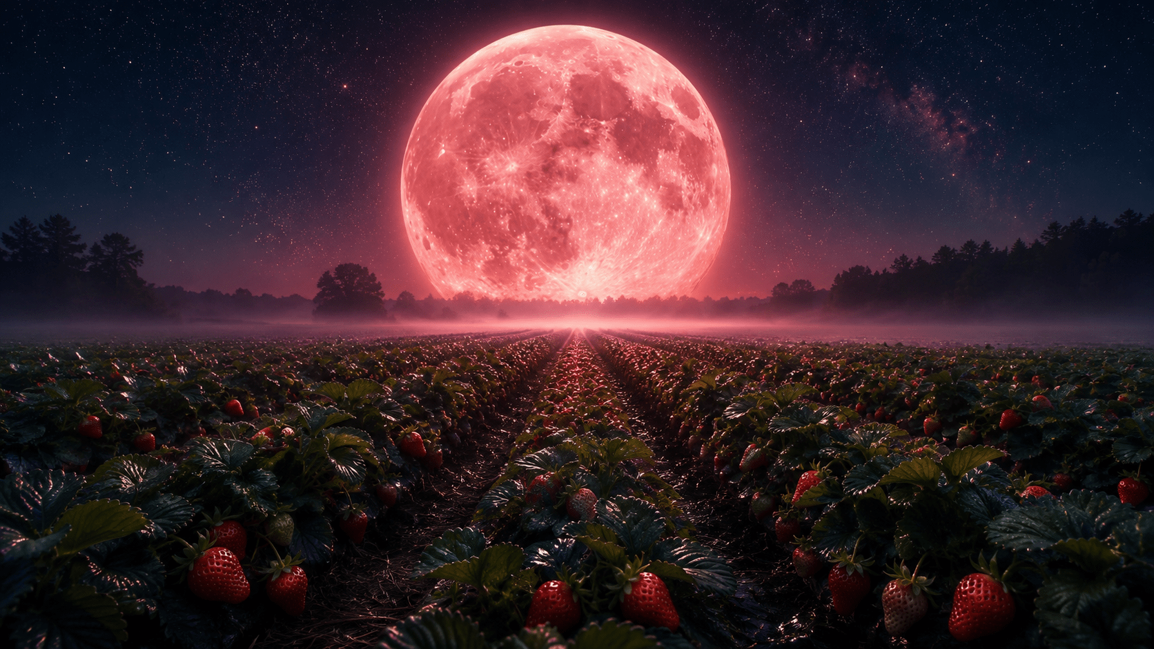 Ambiance spirituelle et astrologique sous la pleine lune des Fraises de juin 2026
